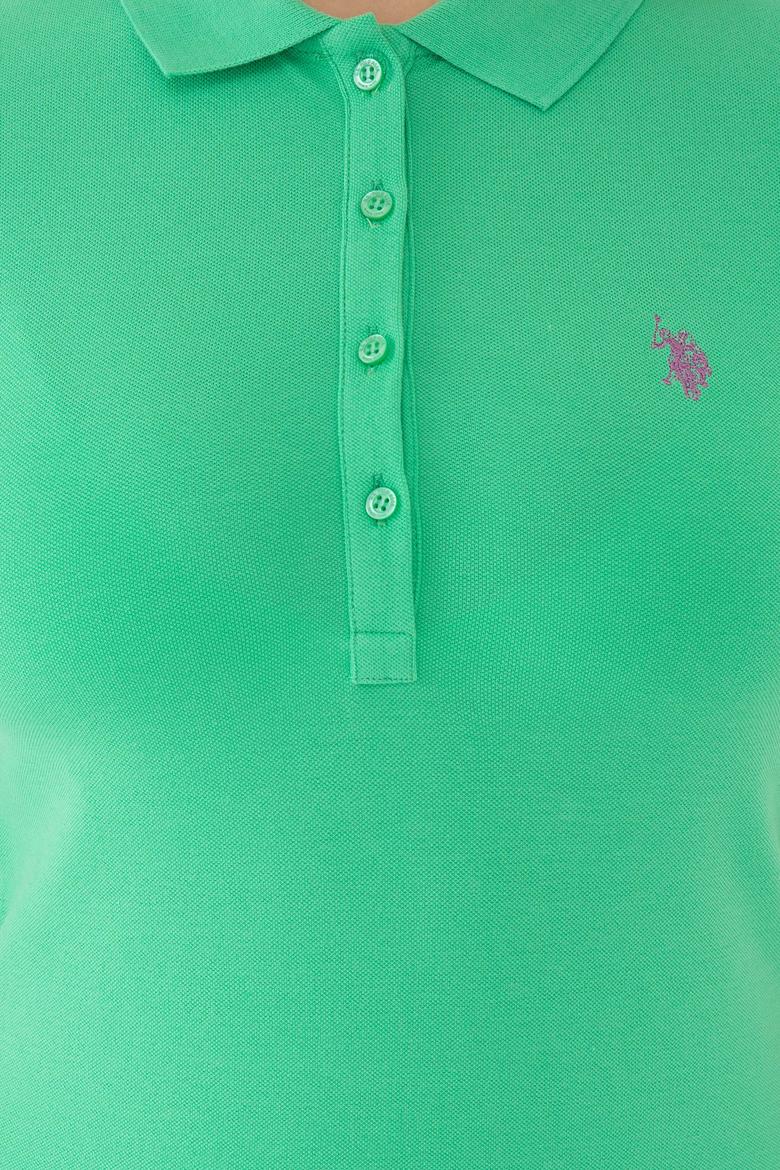 Kadın Yeşil Polo Yaka Basic Tişört - 50234714111