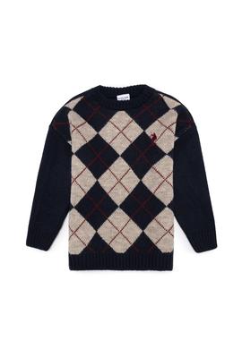 Erkek Çocuk Lacivert Bisiklet Yaka Triko Kazak - 50253786003