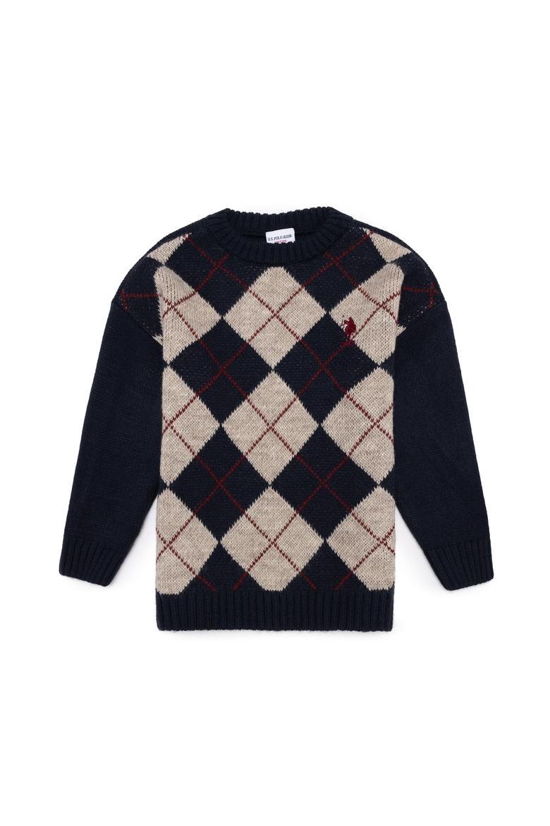 Erkek Çocuk Lacivert Bisiklet Yaka Triko Kazak - 50253786003