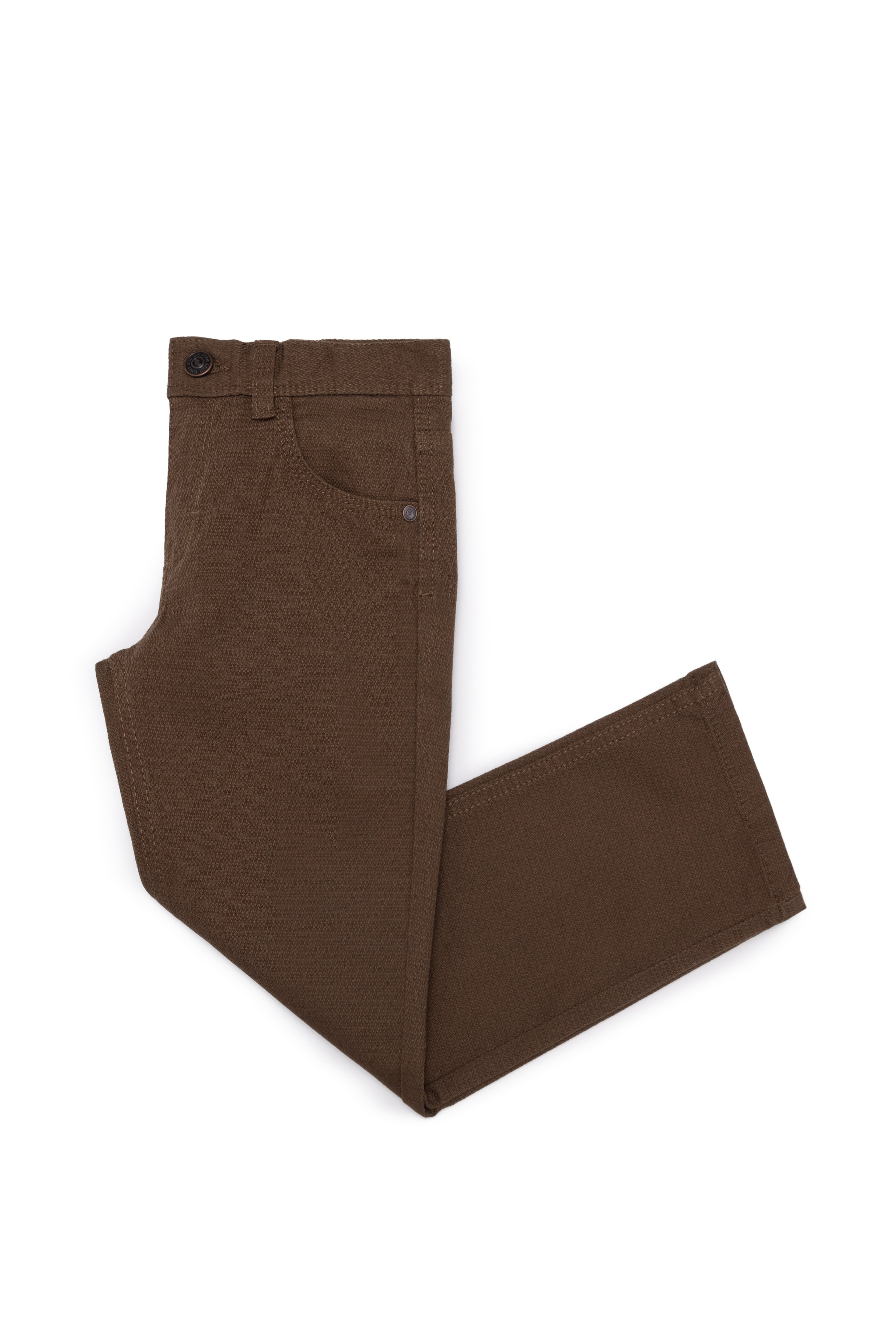 Erkek Çocuk Kahverengi Kanvas Slim Fit Pantolon