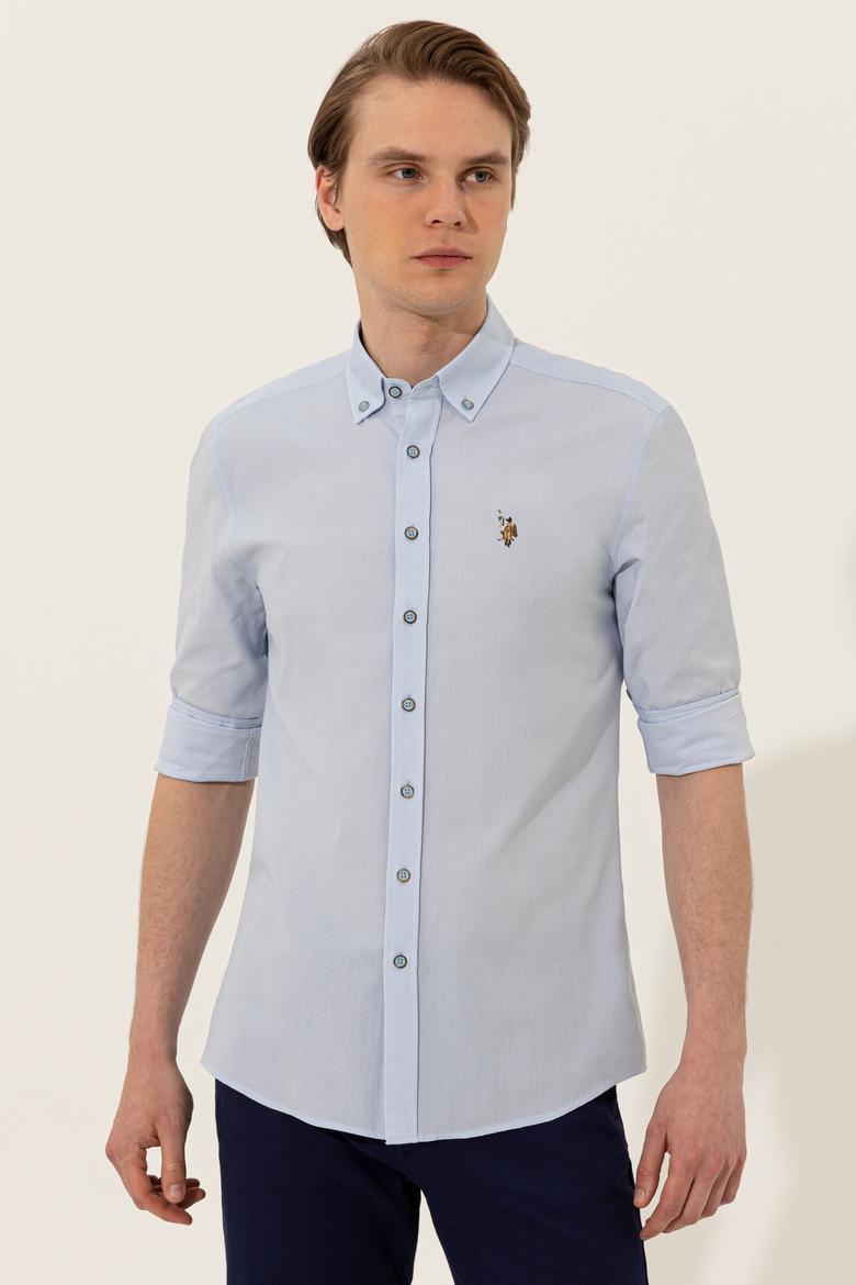 Erkek Açık Mavi Uzun Kollu Basic Gömlek - 50246368008