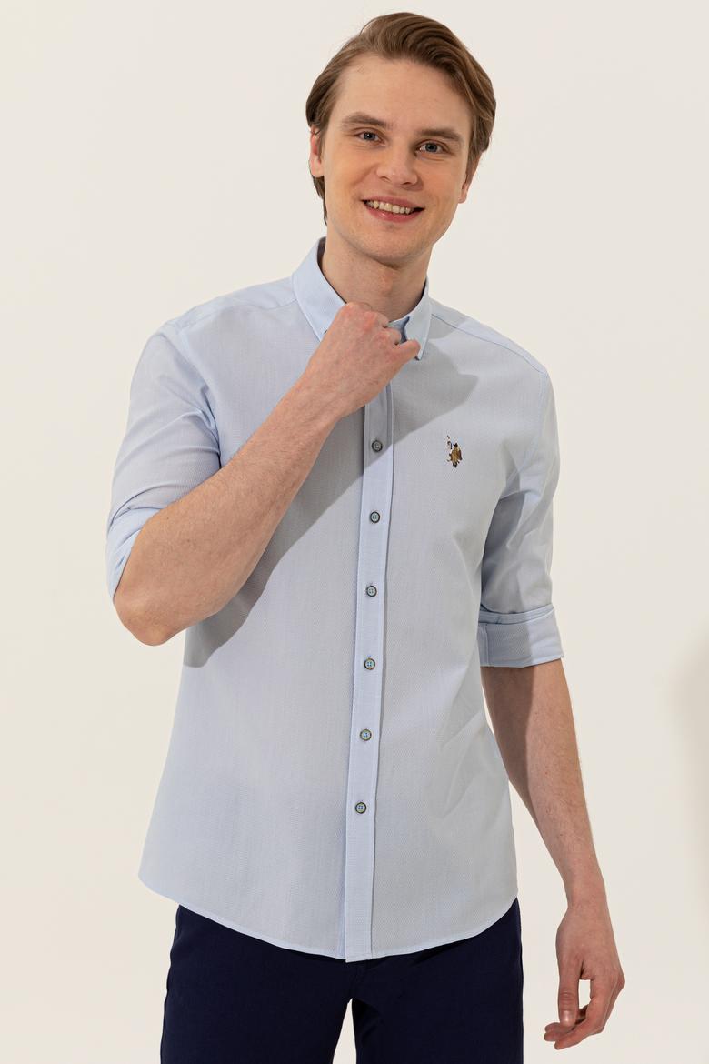 Erkek Açık Mavi Uzun Kollu Basic Gömlek