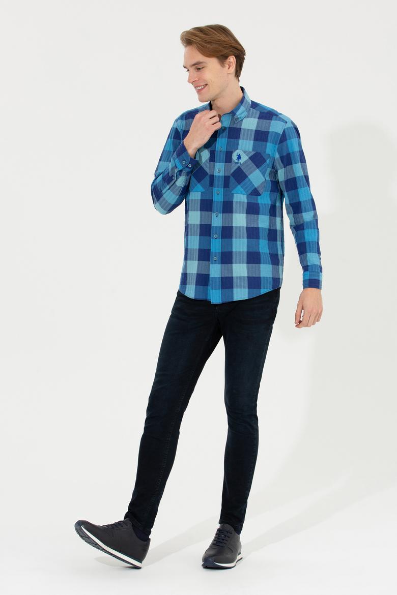 Erkek Kobalt Mavi Uzun Kollu Gömlek - 50253915005