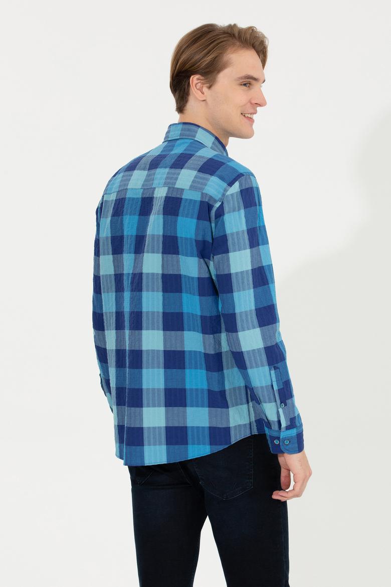 Erkek Kobalt Mavi Uzun Kollu Gömlek - 50253915005