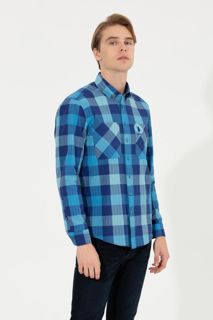 Erkek Kobalt Mavi Uzun Kollu Gömlek