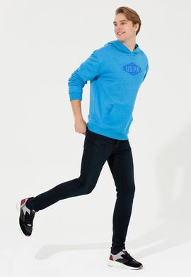 Erkek Kobalt Melanj Kapüşonlu Sweatshirt - 50256350003