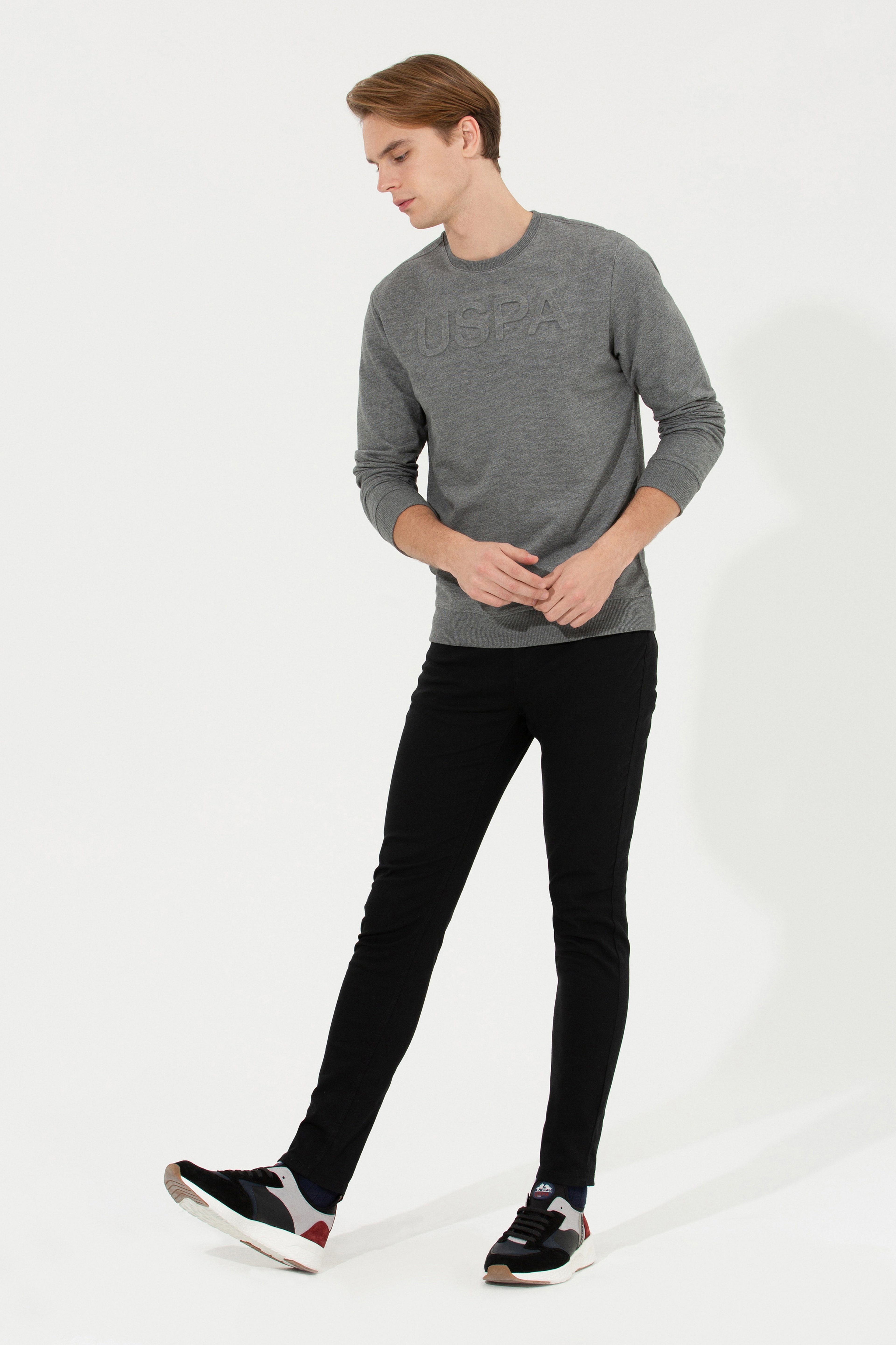Erkek Antrasit Melanj Basic Sweatshirt