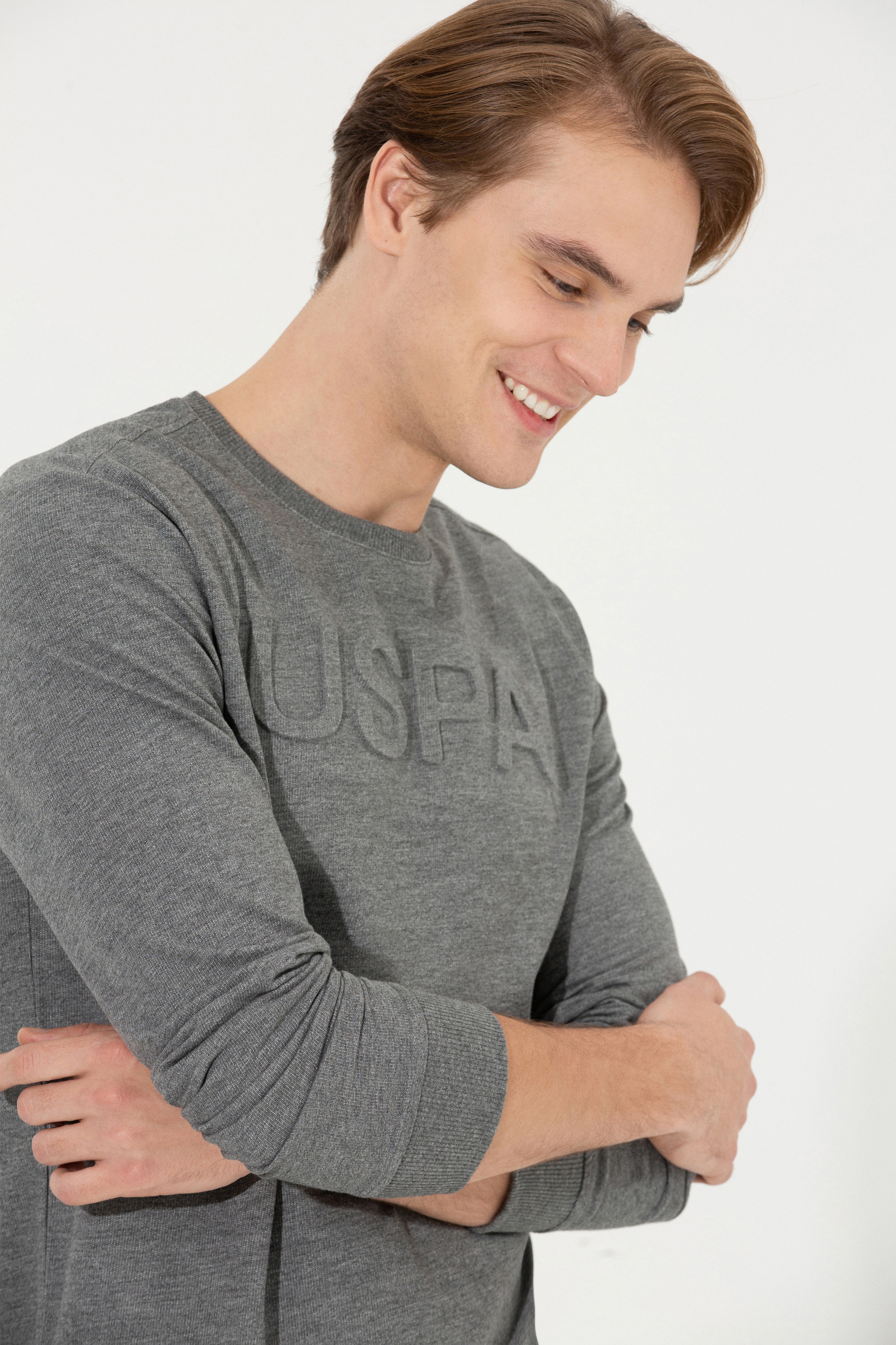 Erkek Antrasit Melanj Basic Sweatshirt - Image 2