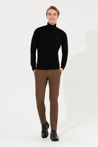 Erkek Slim Fit Coconut Kanvas Pantolon