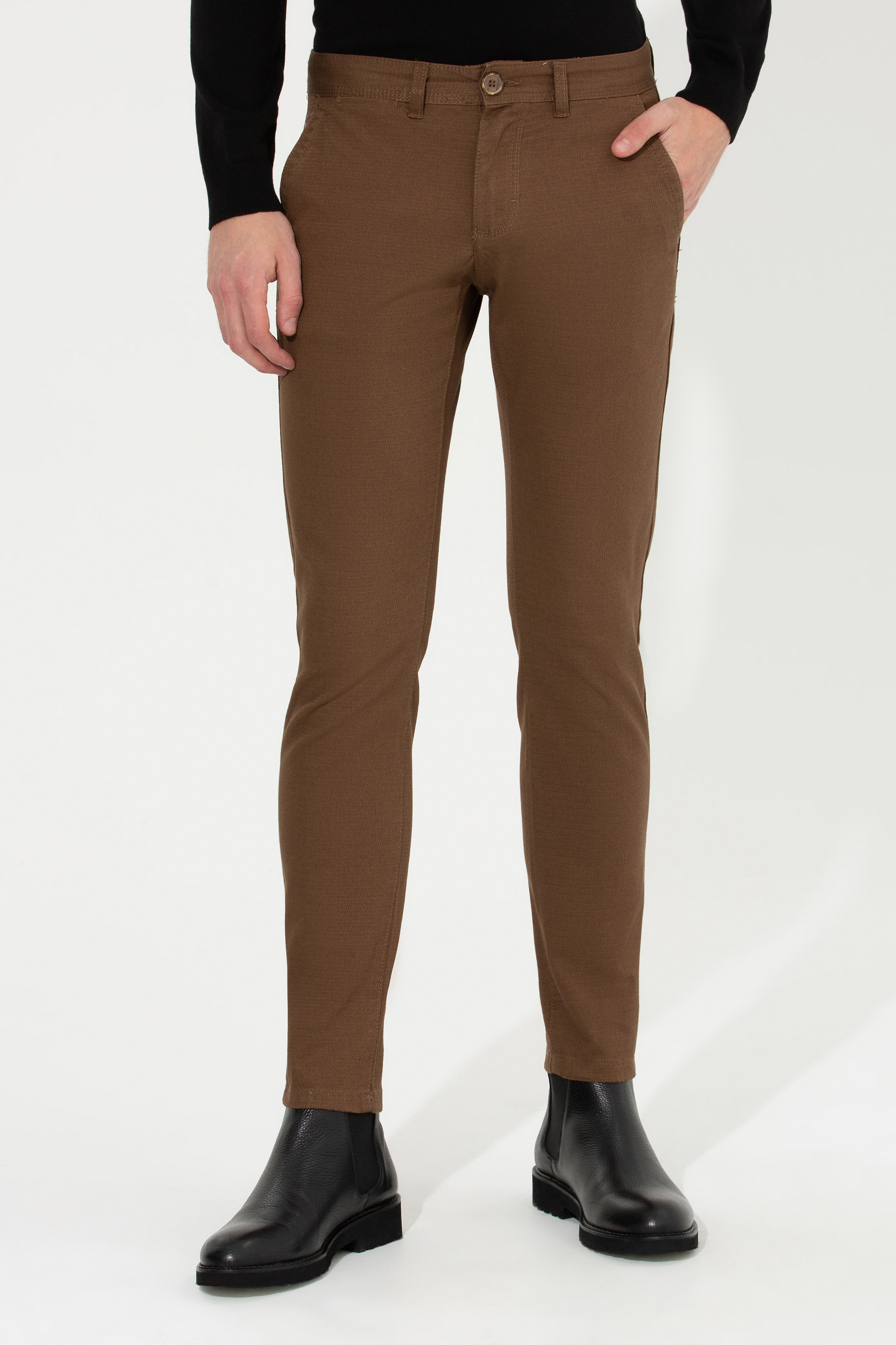 Erkek Slim Fit Coconut Kanvas Pantolon - Image 2