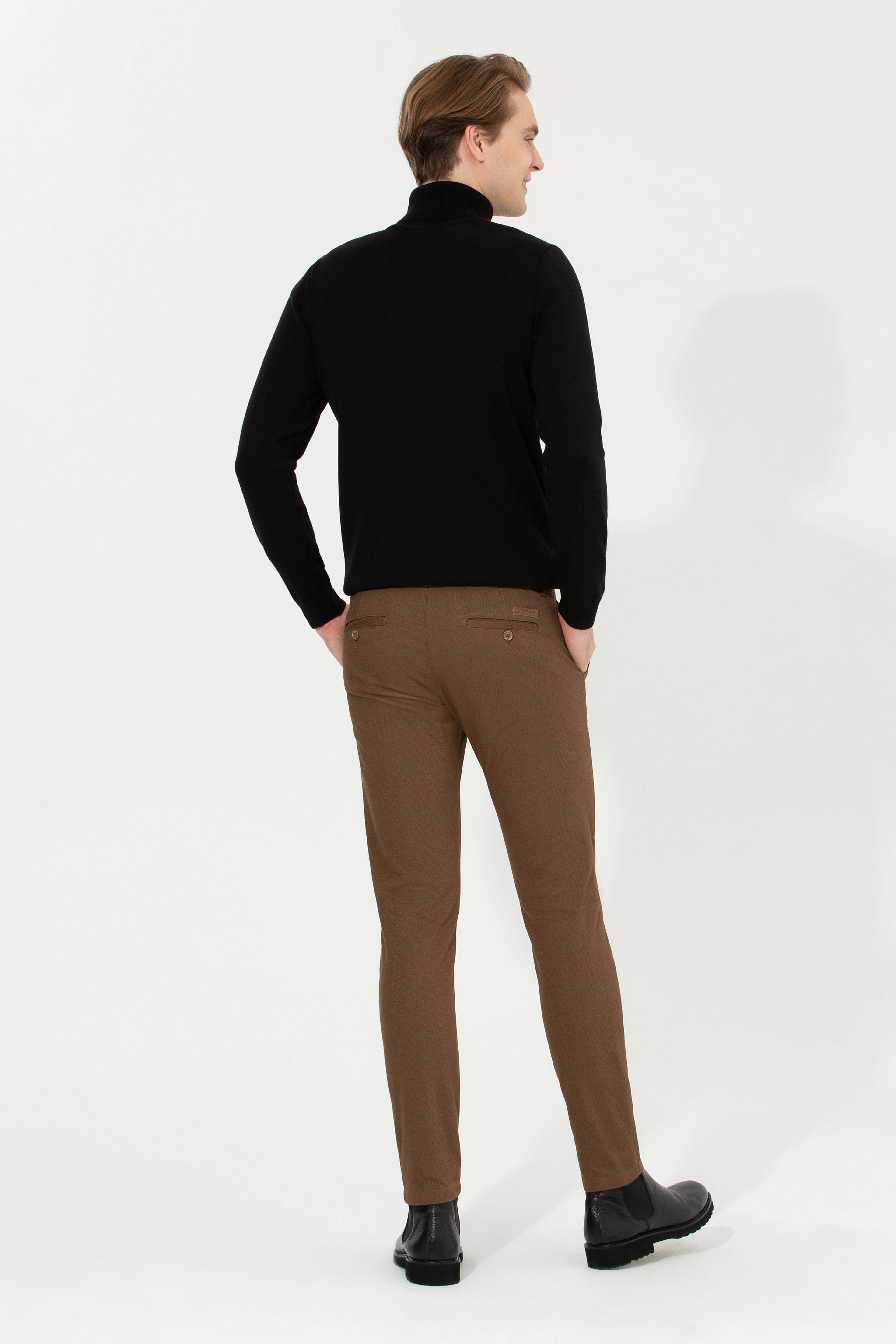Erkek Slim Fit Coconut Kanvas Pantolon - Image 4