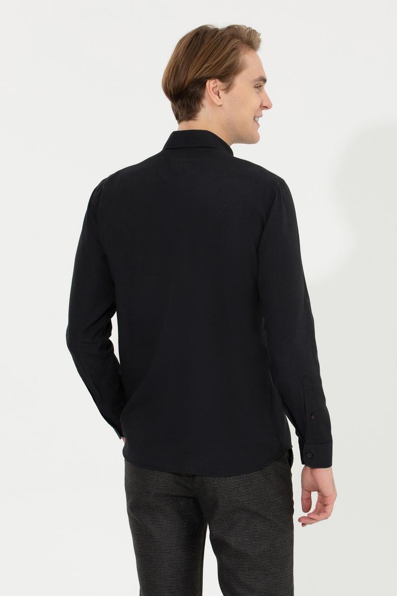 Erkek Siyah Uzun Kollu Basic Gömlek - 50253873017