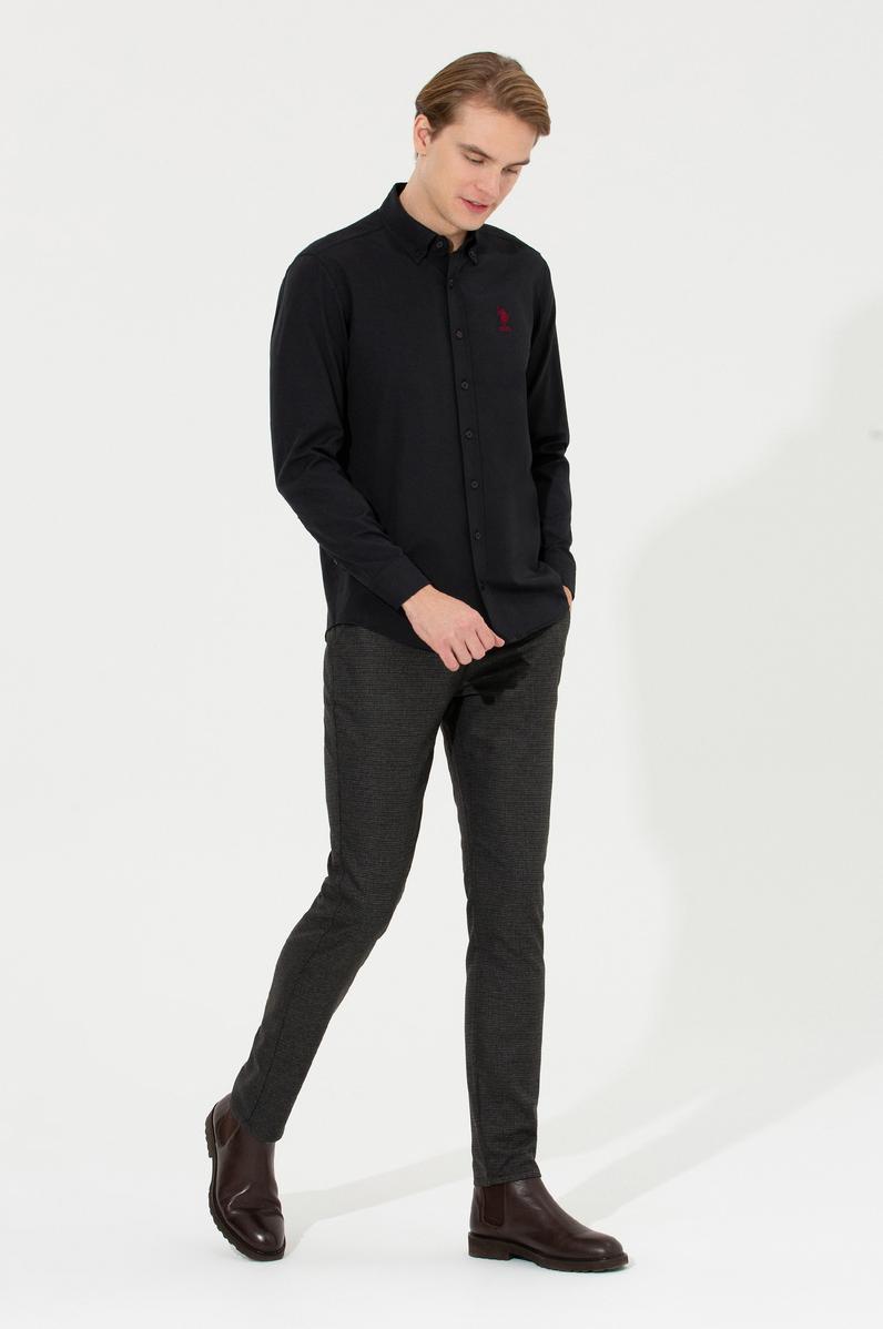 Erkek Siyah Uzun Kollu Basic Gömlek