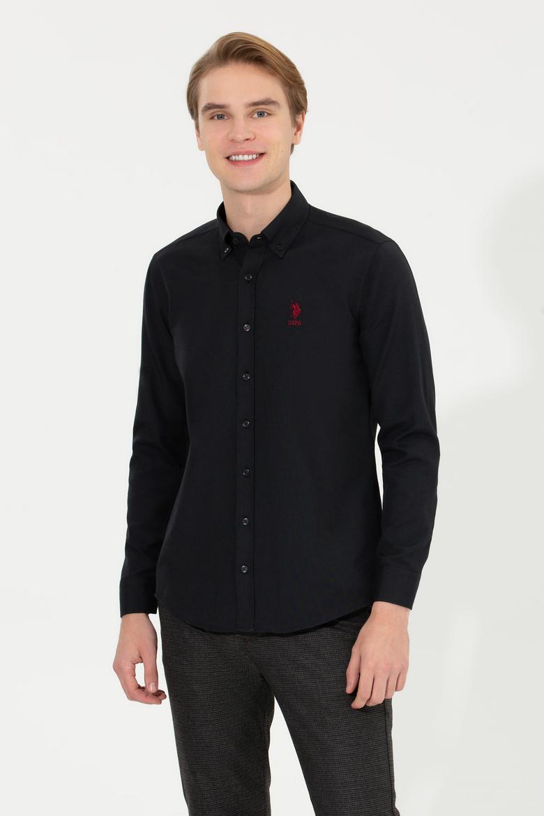Erkek Siyah Uzun Kollu Basic Gömlek - 50253873017