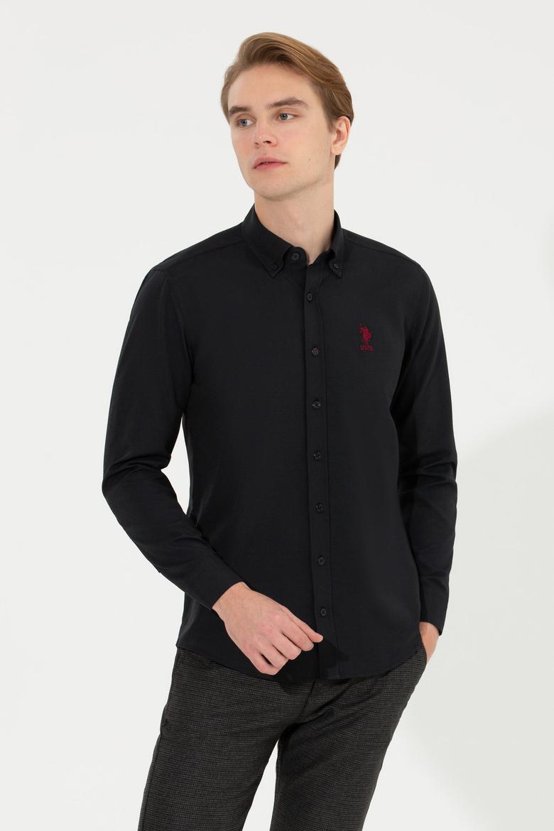 Erkek Siyah Uzun Kollu Basic Gömlek - 50253873017