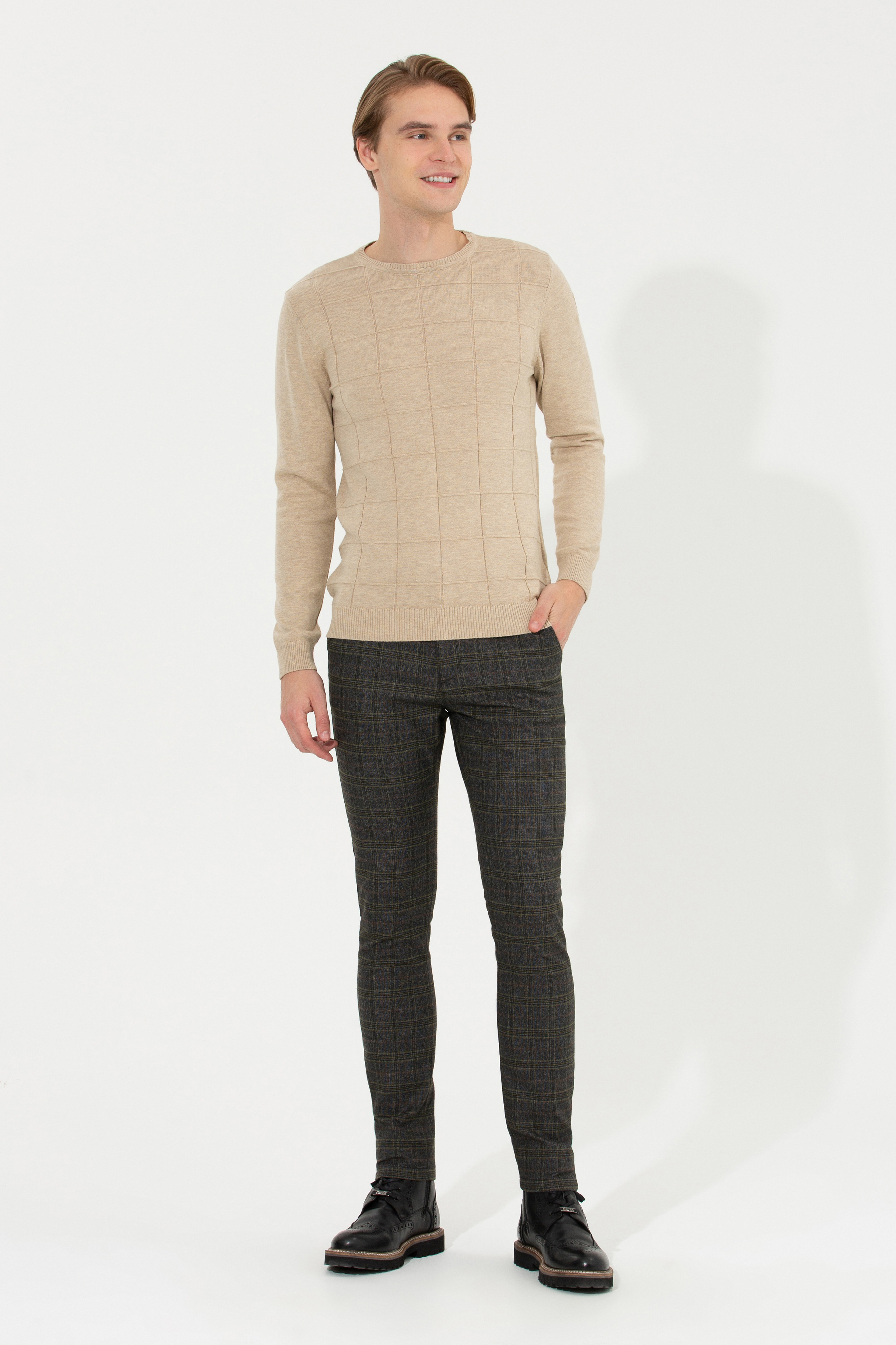 Erkek Slim Fit Coconut Kanvas Pantolon - Image 1