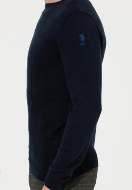 Erkek Lacivert Bisiklet Yaka Triko Kazak - 50252303016