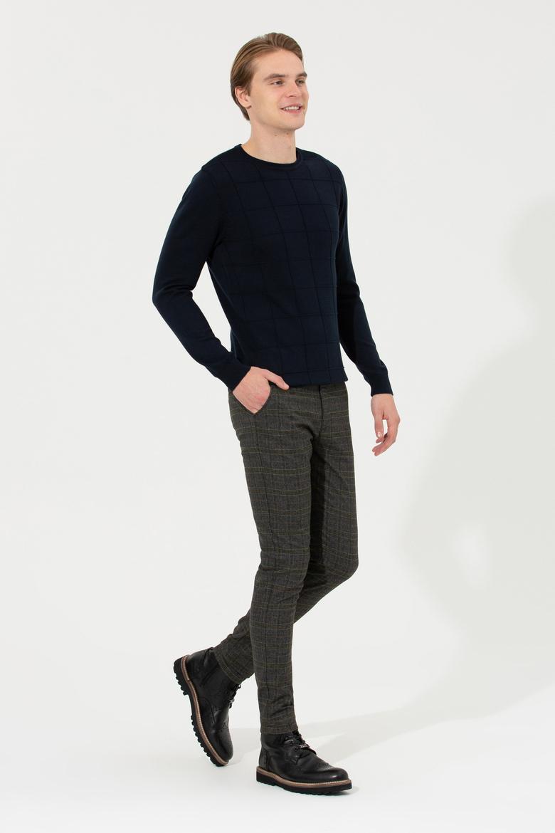 Erkek Lacivert Bisiklet Yaka Triko Kazak - 50252303016