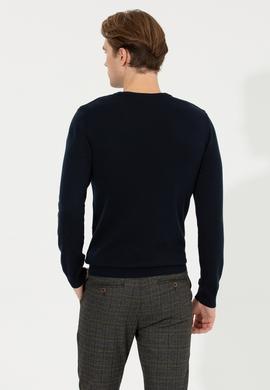 Erkek Lacivert Bisiklet Yaka Triko Kazak - 50252303016