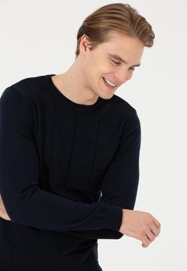 Erkek Lacivert Bisiklet Yaka Triko Kazak - 50252303016