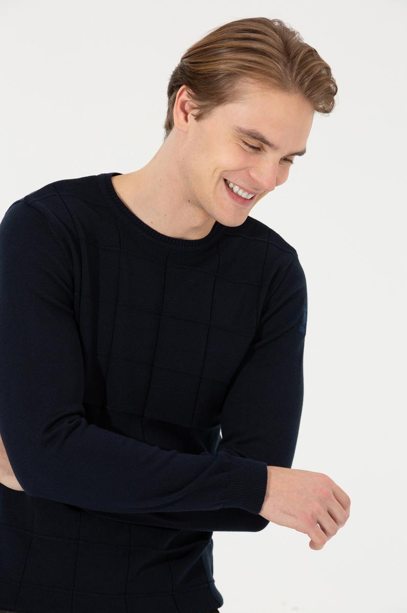 Erkek Lacivert Bisiklet Yaka Triko Kazak