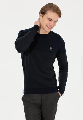 Erkek Lacivert Bisiklet Yaka Triko Kazak - 50253262002