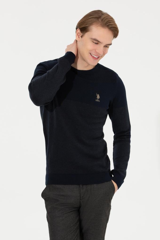 Erkek Lacivert Bisiklet Yaka Triko Kazak