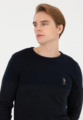 Erkek Lacivert Bisiklet Yaka Triko Kazak - 50253262002