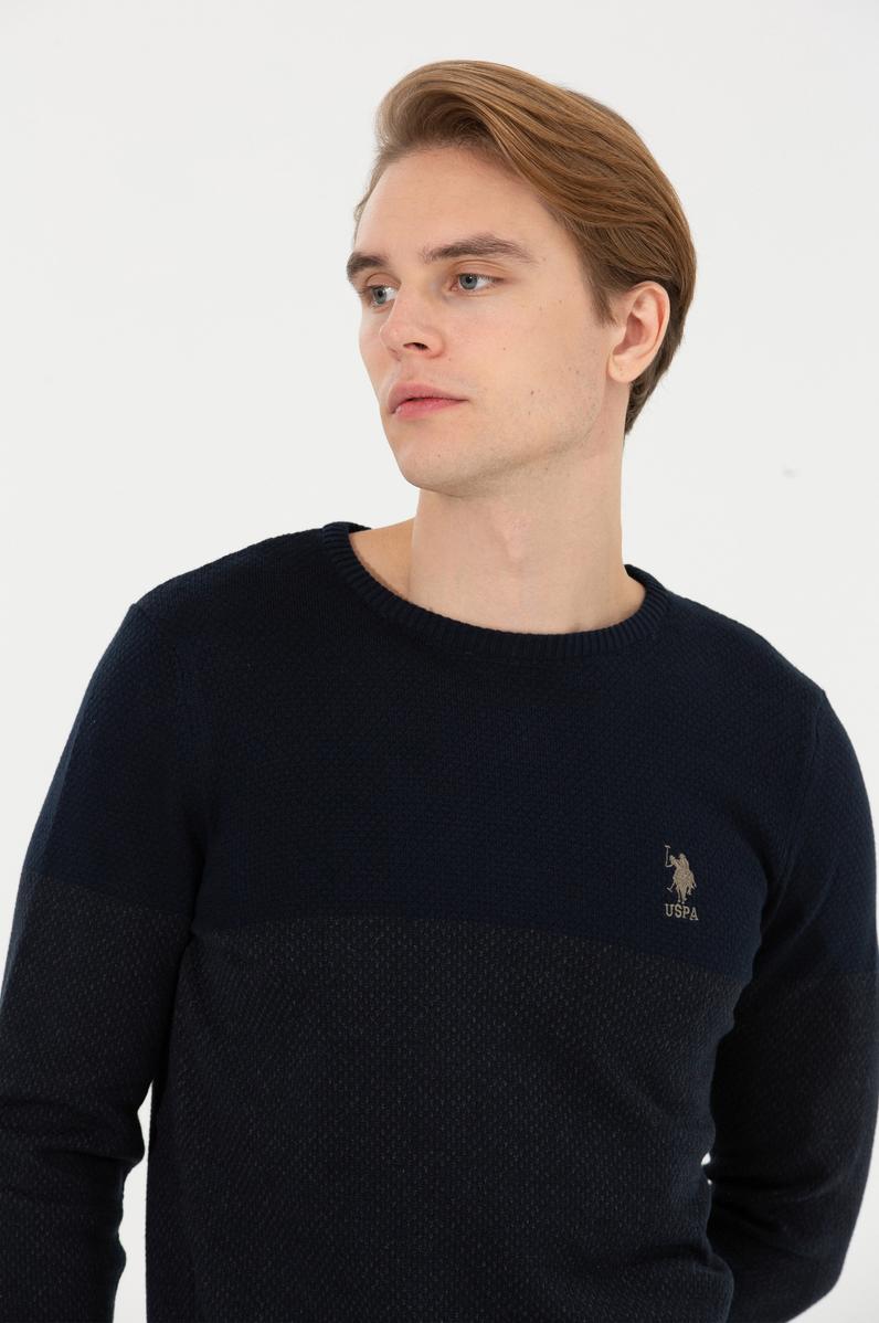 Erkek Lacivert Bisiklet Yaka Triko Kazak