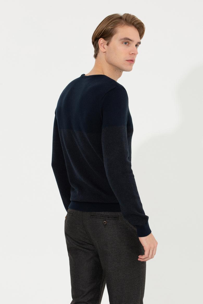 Erkek Lacivert Bisiklet Yaka Triko Kazak - 50253262002