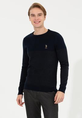 Erkek Lacivert Bisiklet Yaka Triko Kazak - 50253262002