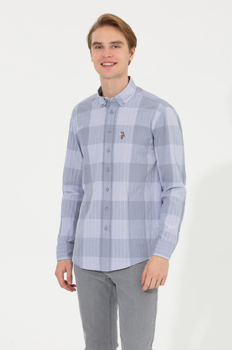 Erkek Ekoseli Gri Gömlek