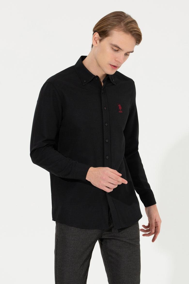 Erkek Siyah Uzun Kollu Basic Gömlek - 50253872021