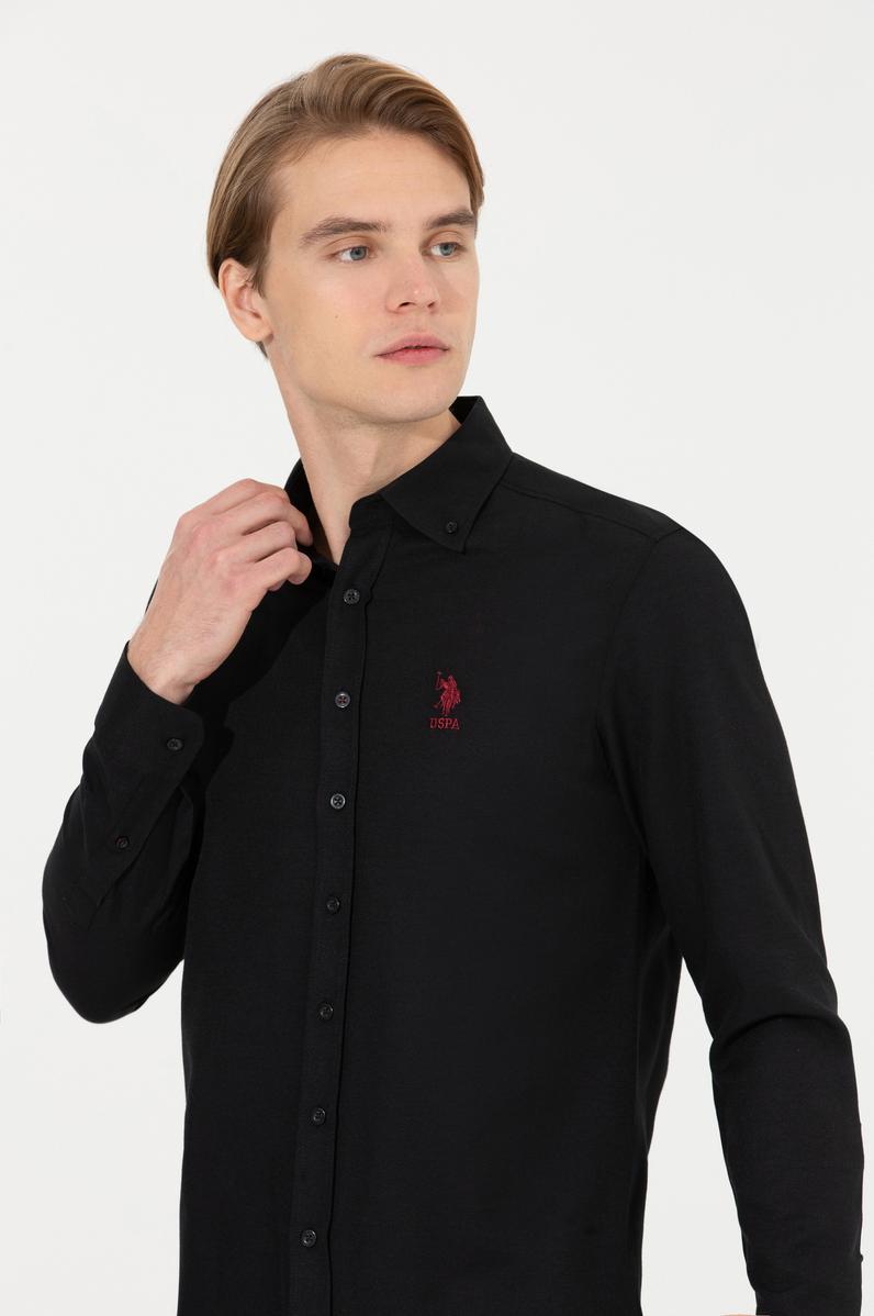 Erkek Siyah Uzun Kollu Basic Gömlek