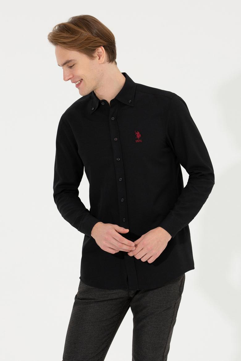 Erkek Siyah Uzun Kollu Basic Gömlek - 50253872021