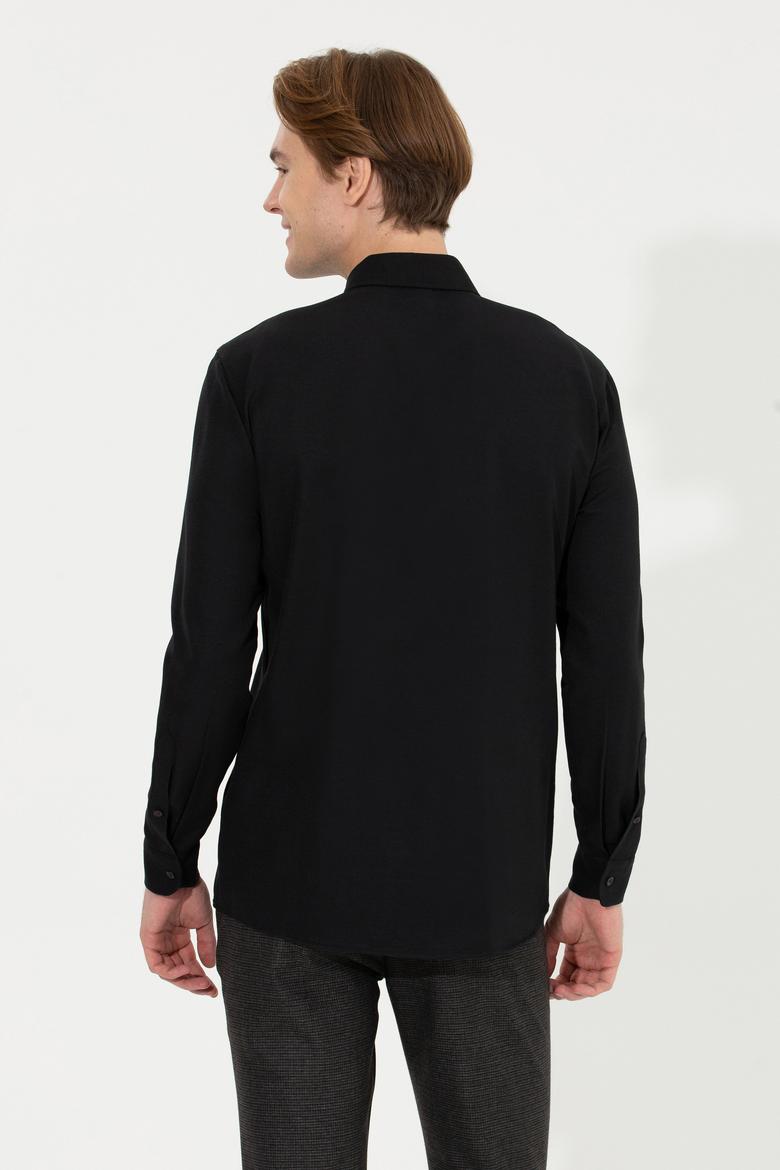 Erkek Siyah Uzun Kollu Basic Gömlek - 50253872021