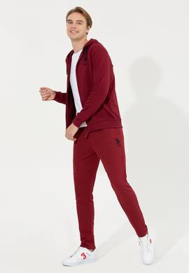 Erkek Vişne Kapüşonlu Örme Hırka - 50253132033