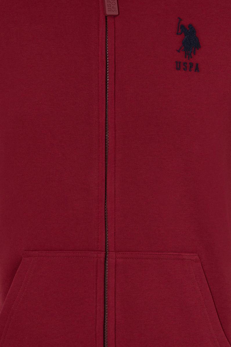 Erkek Vişne Kapüşonlu Örme Hırka