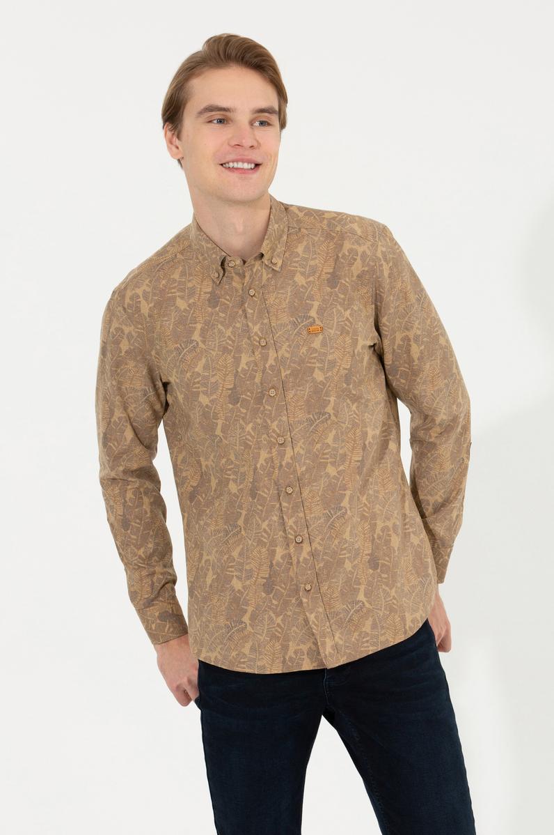 Erkek Camel Uzun Kollu Gömlek