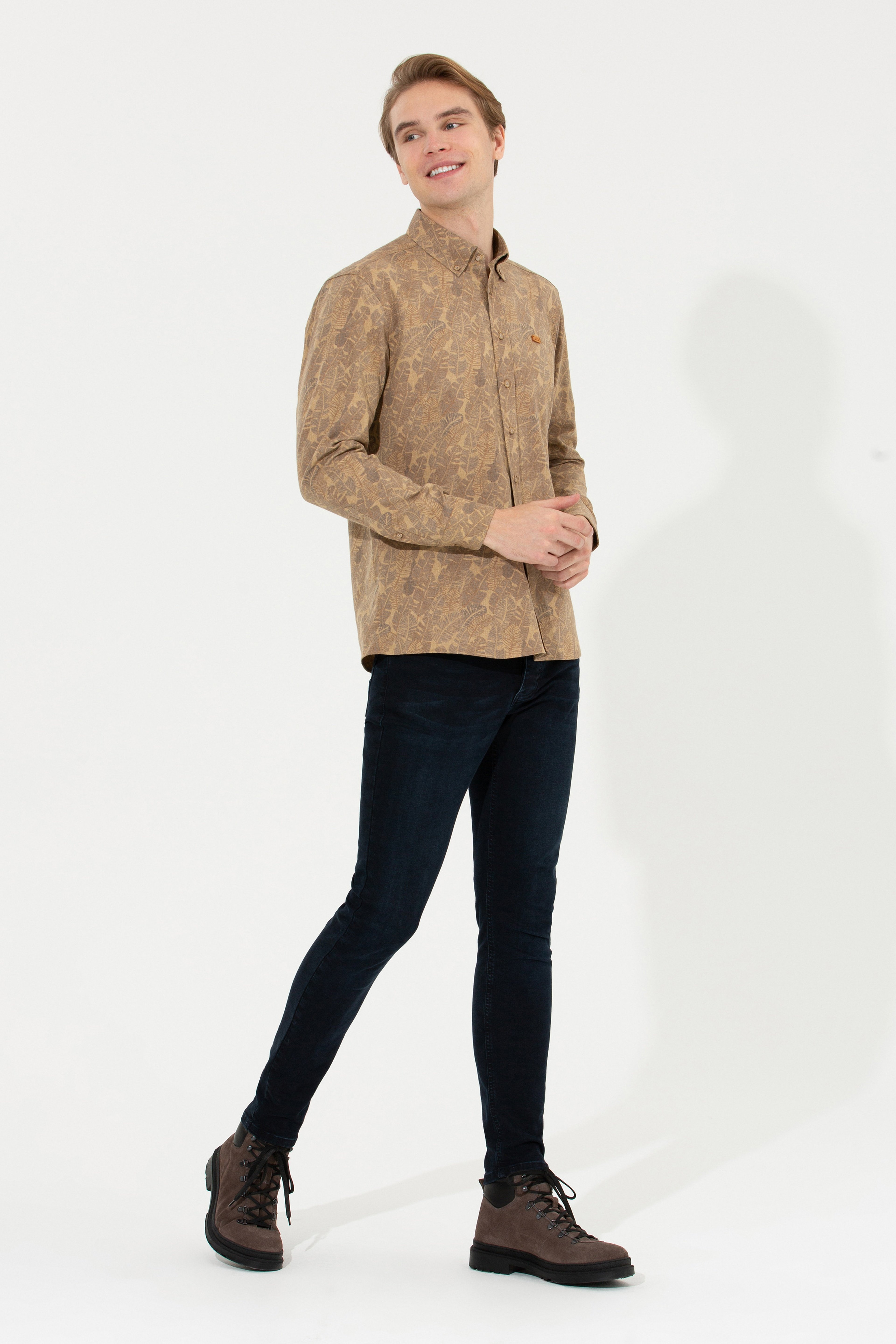 Erkek Camel Uzun Kollu Gömlek - Image 4
