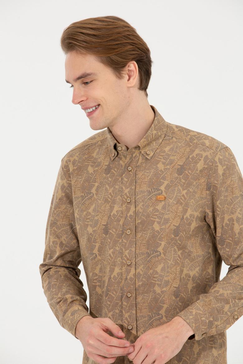 Erkek Camel Uzun Kollu Gömlek