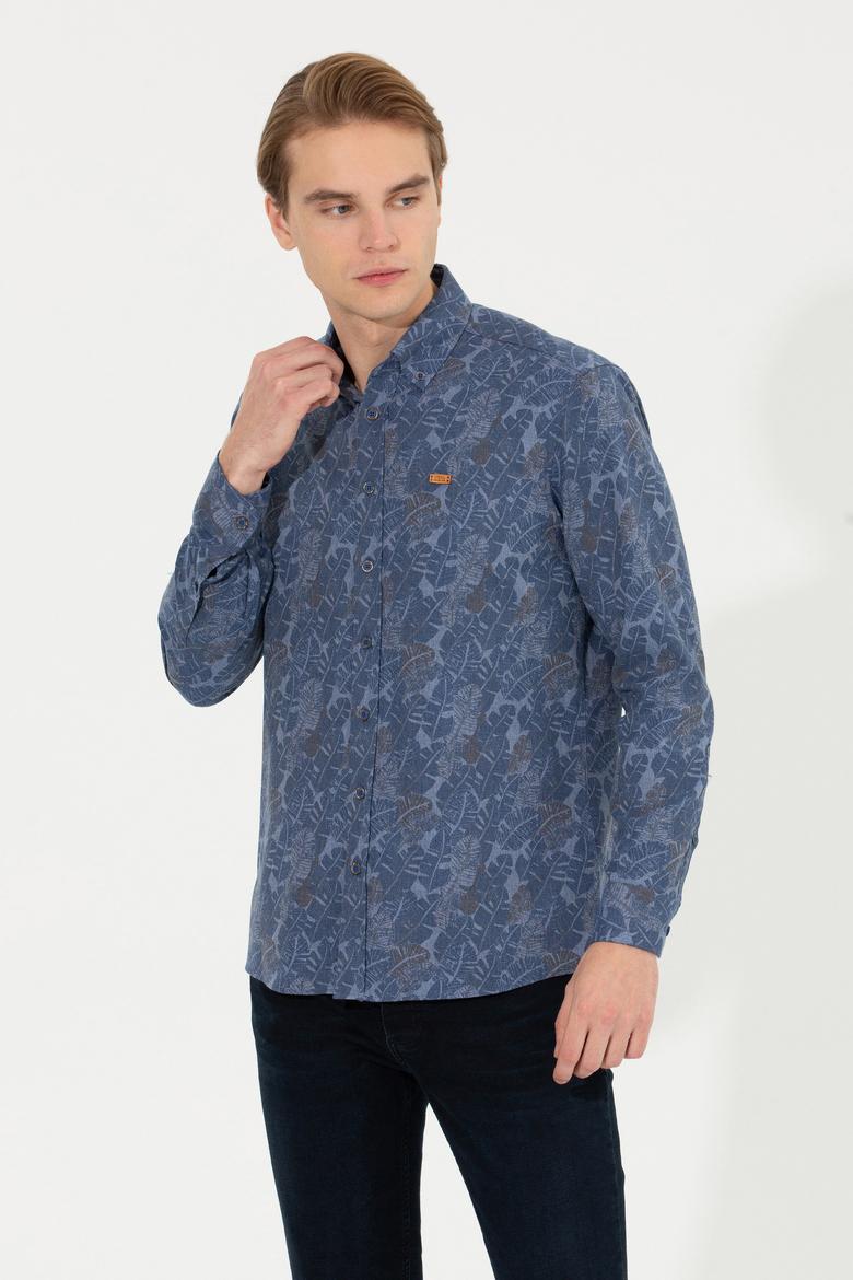 Erkek Mavi Uzun Kollu Gömlek - 50254534009