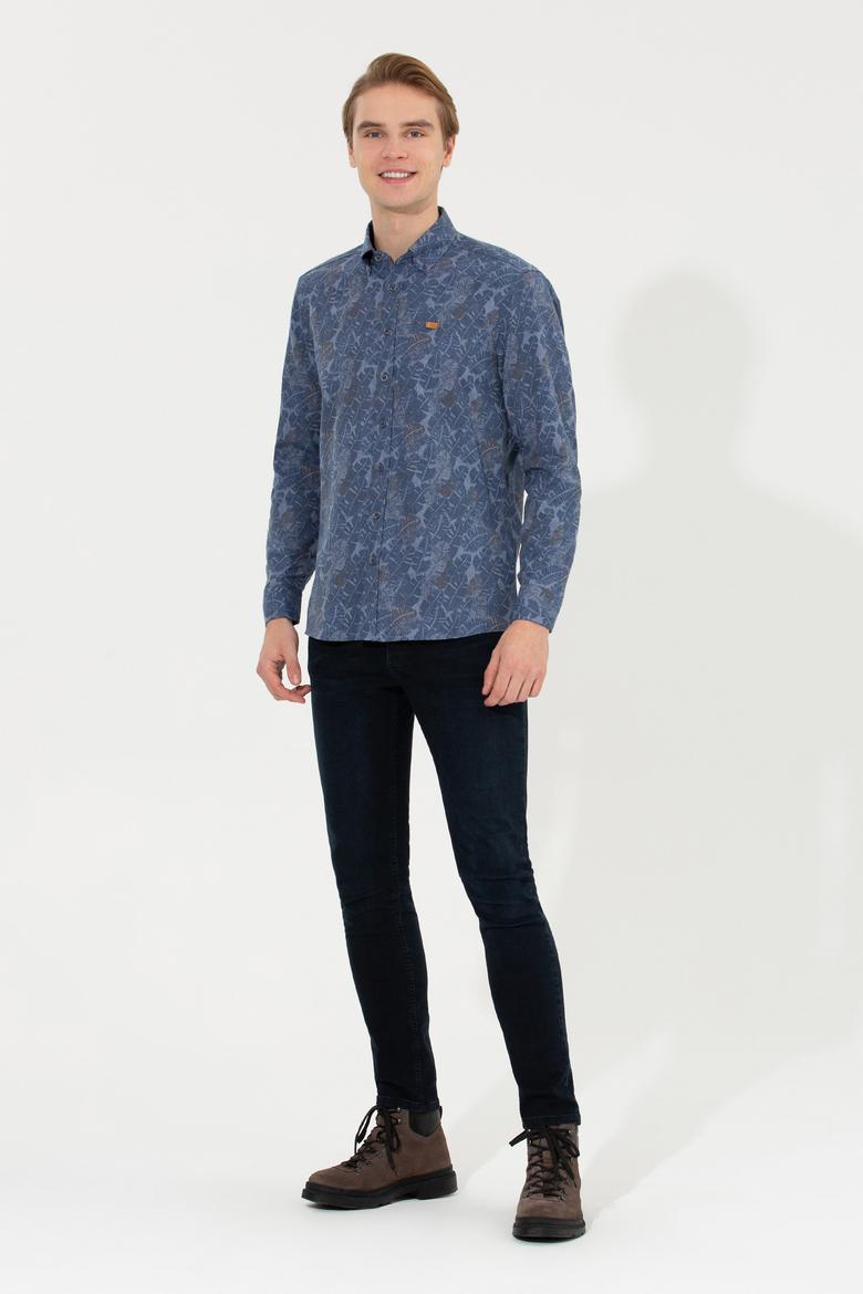 Erkek Mavi Uzun Kollu Gömlek - 50254534009