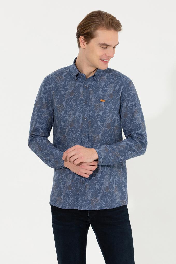 Erkek Mavi Uzun Kollu Gömlek