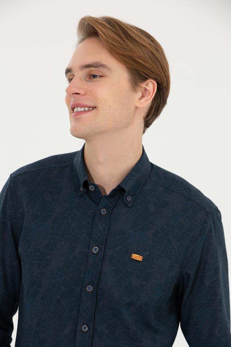 Erkek Lacivert Uzun Kollu Gömlek