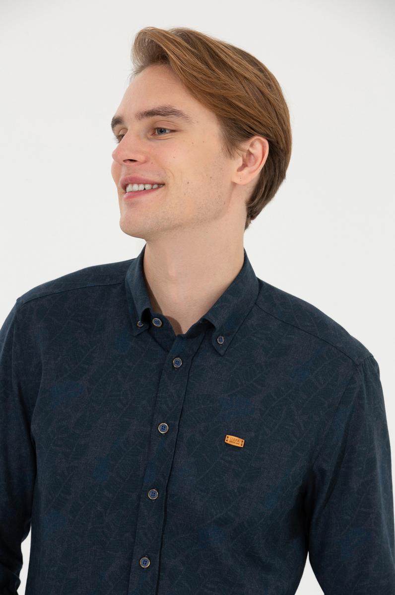 Erkek Lacivert Uzun Kollu Gömlek