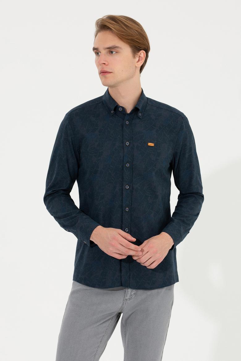 Erkek Lacivert Uzun Kollu Gömlek - 50254534018