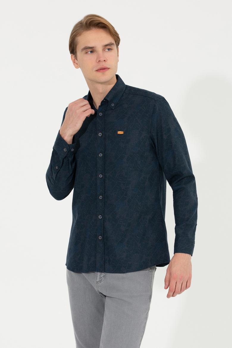 Erkek Lacivert Uzun Kollu Gömlek - 50254534018