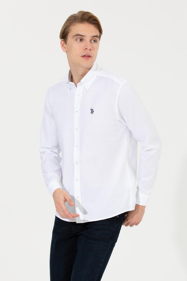 Erkek Beyaz Uzun Kollu Basic Gömlek - 50256698018