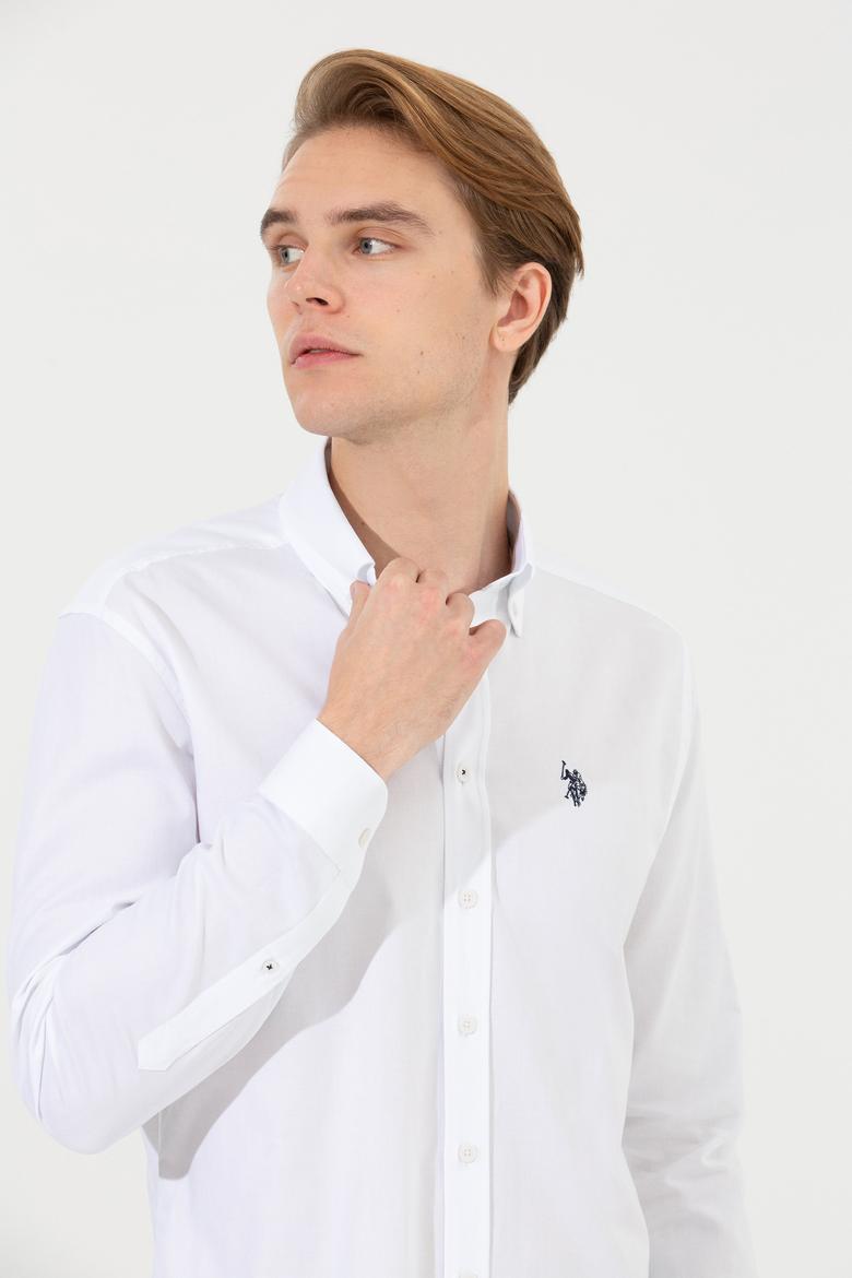 Erkek Beyaz Uzun Kollu Basic Gömlek - 50256698018
